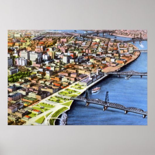 Portland Oregon Bridseye Poster (Vorne)