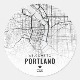 Portland, Oregon City Map | Begrüßung Runder Aufkleber