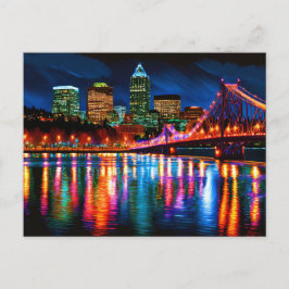 Portland Oregon City Skyline Malerei Postkarte