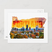 Portland Oregon Cityscape in Map Outline Postkarte (Vorne/Hinten)