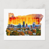 Portland Oregon Cityscape in Map Outline Postkarte (Vorderseite)