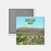 Portland Oregon Downtown Hood Vintag Magnet (Vorderseite/Rückseite)