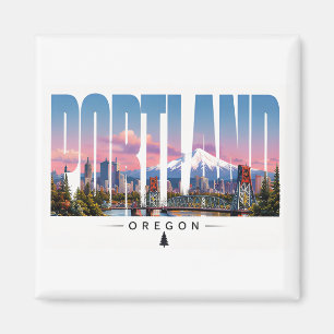 Portland Oregon Flussufer Berg Reise Magnet
