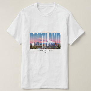Portland Oregon Flussufer Berg Reise T-Shirt
