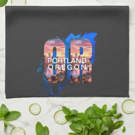 Portland Oregon Geschirrtuch (Gefaltet)