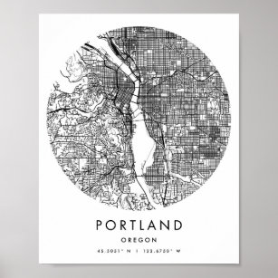 Portland Oregon Minimal Modern Circle Street Karte Poster