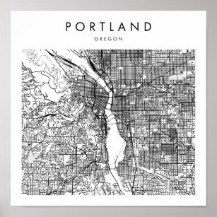 Portland Oregon Minimal Modern Street Karte Poster