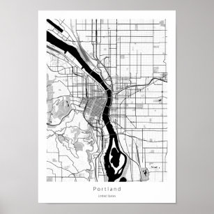 Portland Oregon Modern Minimal Weiße Karte Poster