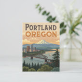 Portland Oregon Mount Hood Skyline Postkarte (Stehend Vorderseite)