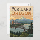 Portland Oregon Mount Hood Skyline Postkarte (Vorne/Hinten)