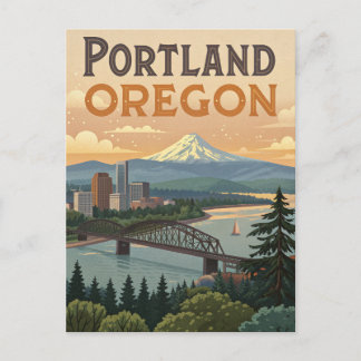 Portland Oregon Mount Hood Skyline Postkarte