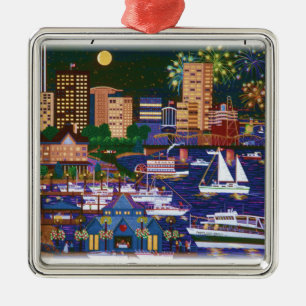 Portland Oregon @ Night Silbernes Ornament