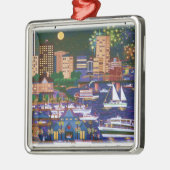 Portland Oregon @ Night Silbernes Ornament (Links)