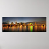 Portland Oregon Night Skyline Reflection Poster (Vorne)