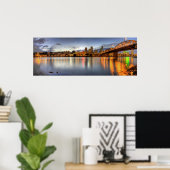 Portland Oregon Night Skyline Reflection Poster (Heimbüro)