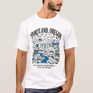 Portland Oregon Regentag Kaffeekultur Leben T-Shirt