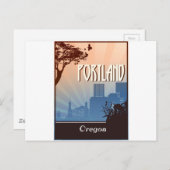 Portland, Oregon Retro Art Postkarte (Vorne/Hinten)