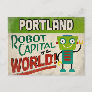 Portland Oregon Robot - Funny Vintag Postkarte