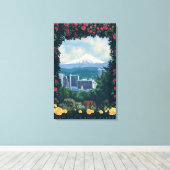 Portland, Oregon Rose Garden Scene Leinwanddruck (Insitu (Holzboden))