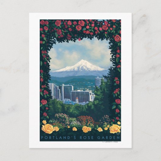 Portland, Oregon Rose Garden Scene Postkarte (Vorderseite)