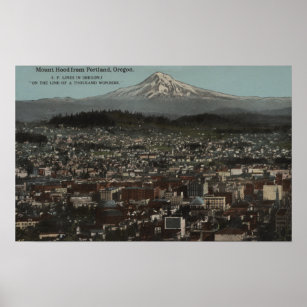 Portland, Oregon - Sicht auf die Innenstadt mit m Poster