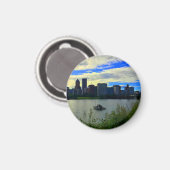 Portland, Oregon Skyline #1 Round Magnet (Vorderseite/Rückseite)