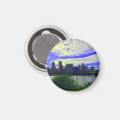 Portland Oregon Skyline #2 Round Magnet (Vorderseite/Rückseite)