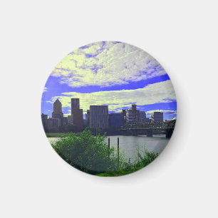 Portland Oregon Skyline #2 Round Magnet