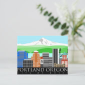 Portland Oregon Skyline mit Monte Hood Postkarte (Stehend Vorderseite)
