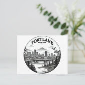 Portland Oregon Skyline Postkarte (Stehend Vorderseite)