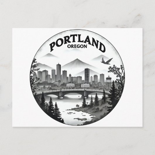 Portland Oregon Skyline Postkarte (Vorderseite)