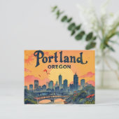 Portland Oregon Skyline Postkarte (Stehend Vorderseite)