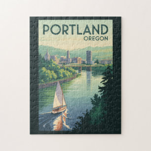Portland Oregon Skyline Reisen Vintag Puzzle