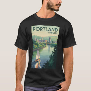 Portland Oregon Skyline Reisen Vintag T-Shirt