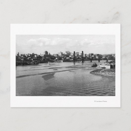 Portland, Oregon Skyline vom Fluss Willamette Postkarte (Vorderseite)