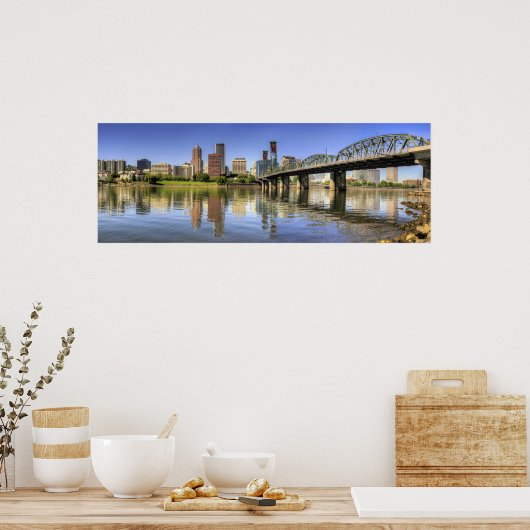 Portland Oregon Skyline Water Reflection Poster (Küche)