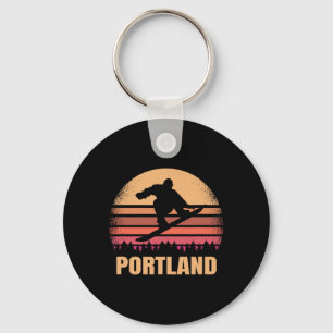 Portland Oregon Snowboarding Vintag oder Retro 80e Schlüsselanhänger