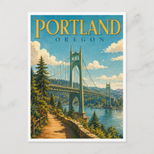 Portland Oregon St. Johns Bridge GeoSaga Postkarte