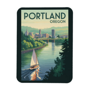 Portland Oregon Stadtansicht Reise Kunst Vintage Magnet
