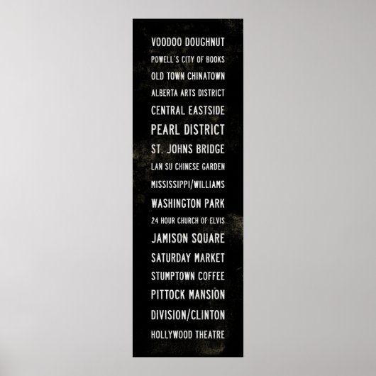 Portland Oregon Typografische U-Bahn Art Poster (Vorne)