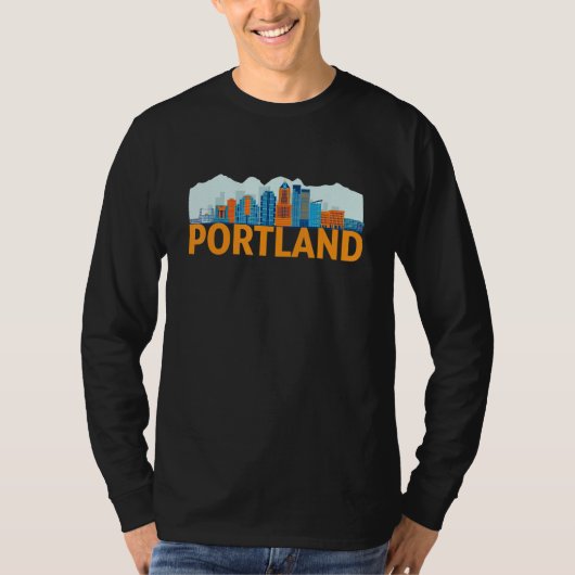 Portland Oregon USA City Skyline Silhouette Outlin T-Shirt (Vorderseite)