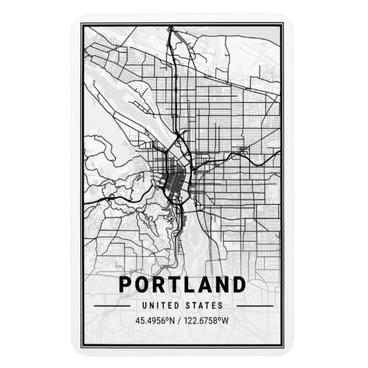 Portland Oregon USA Travel City Map Magnet (Vertikal)