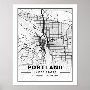 Portland Oregon USA Travel City Map Poster