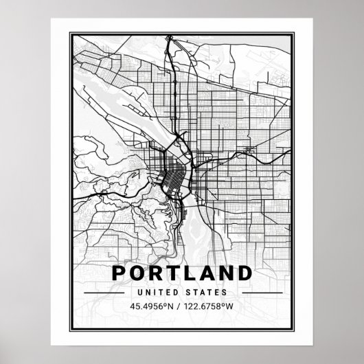 Portland Oregon USA Travel City Map Poster (Vorne)
