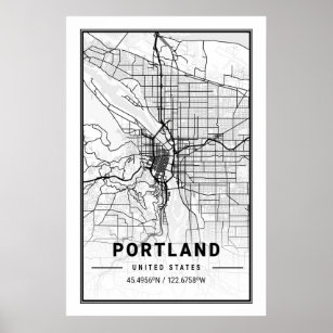 Portland Oregon USA Travel City Map Poster