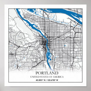 Portland Oregon USA Travel City Map Poster