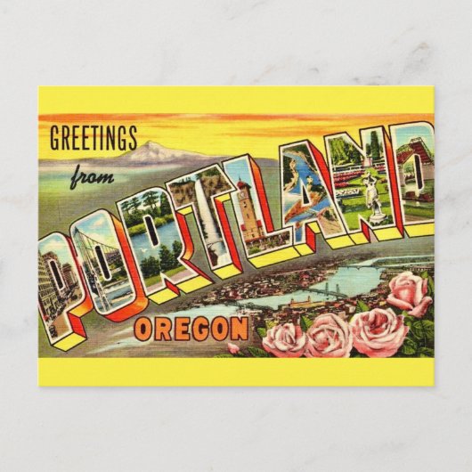 Portland Oregon Vintag Greeting Postkarte (Vorderseite)