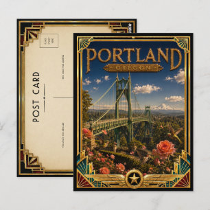 Portland Oregon Vintage Art Deco Golden Age Postkarte