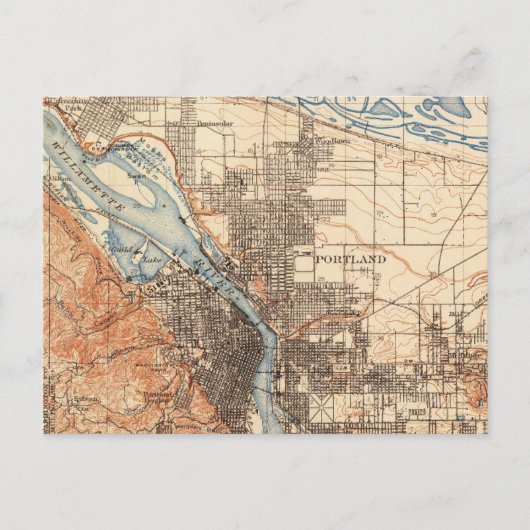 Portland Oregon Vintage Karte (Vorderseite)