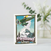 Portland, Oregon Vintage Reiseplakat Postkarte (Stehend Vorderseite)